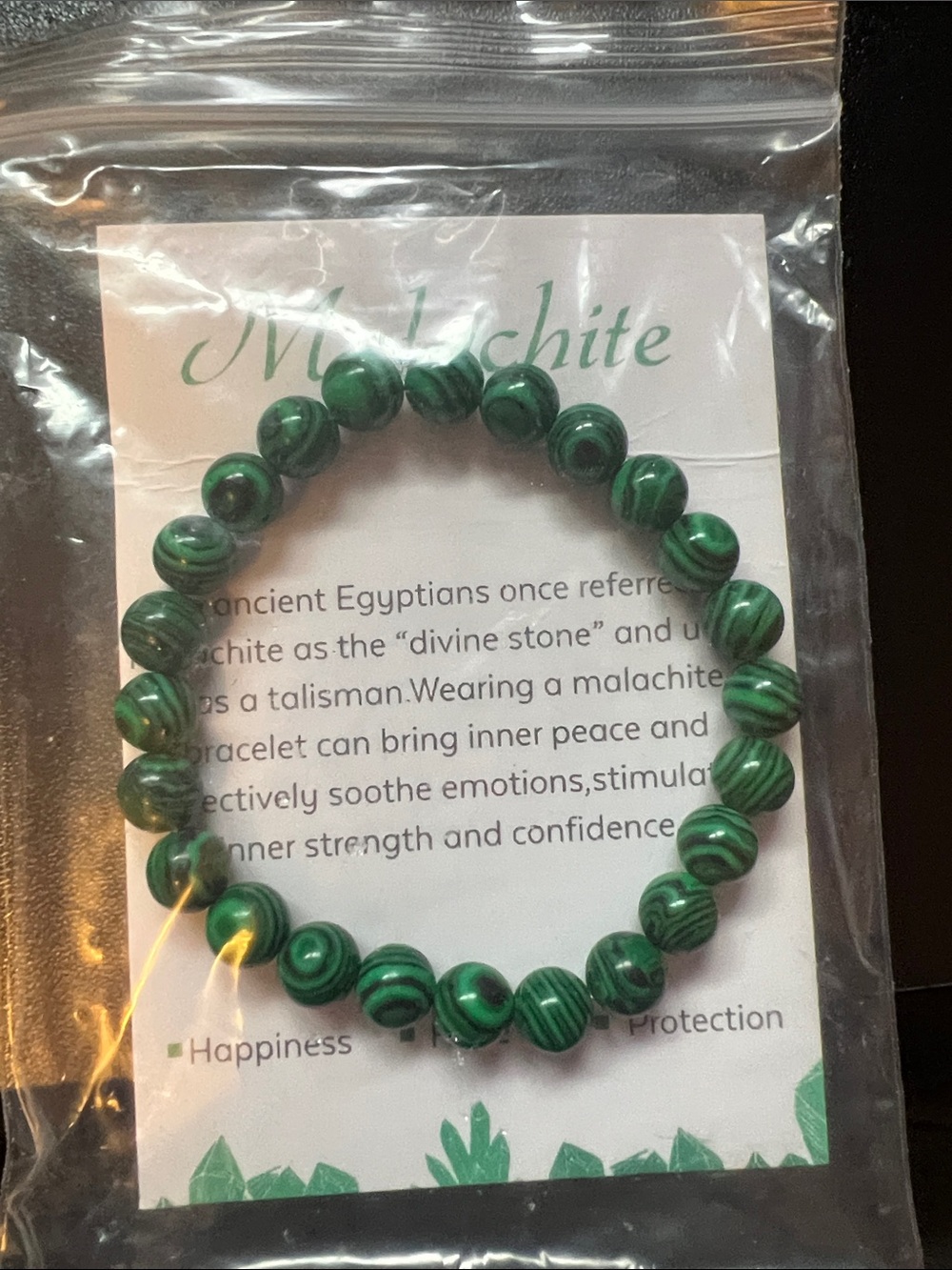 Malachite Beaded Stretch Bracelet - Green
